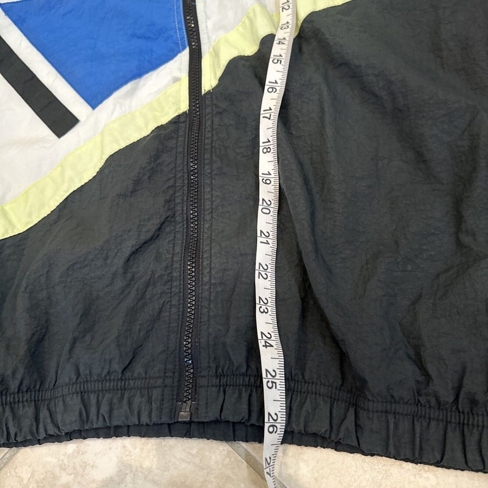 VTG Mighty Mac Blue Black Color block Nylon Full Zip Windbreaker Sz L Jacket - Picture 5 of 10